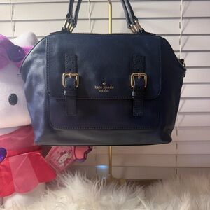 Kate Spade Dark Blue Satchel with Gold Accents